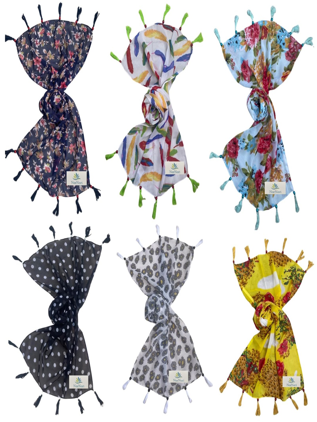 

NarNari Women Printed Scarf, Yellow