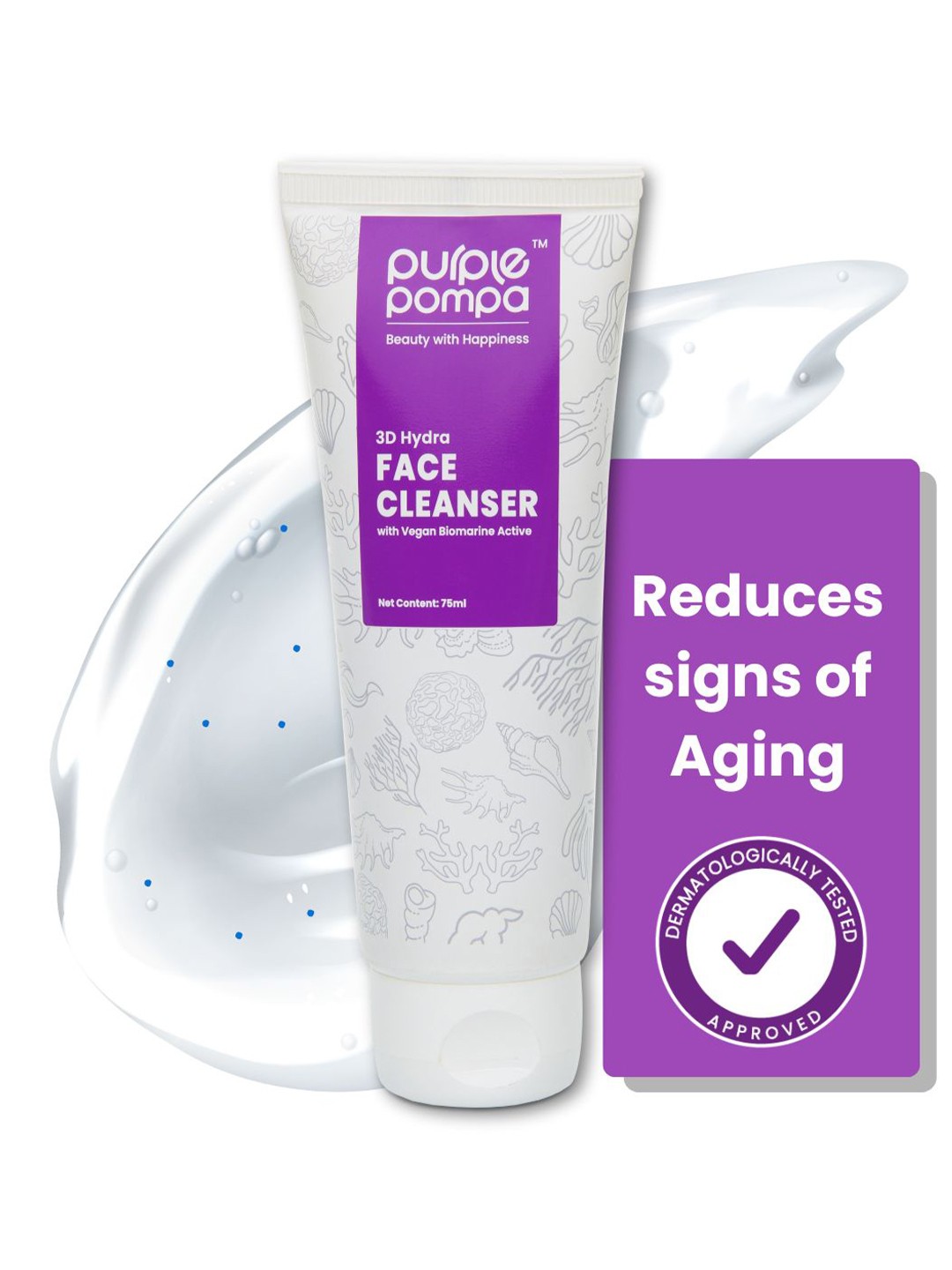 

PURPLE POMPA 3D Hydra Face Cleanser With Vegan Biomarine Actives - 75 ml, White