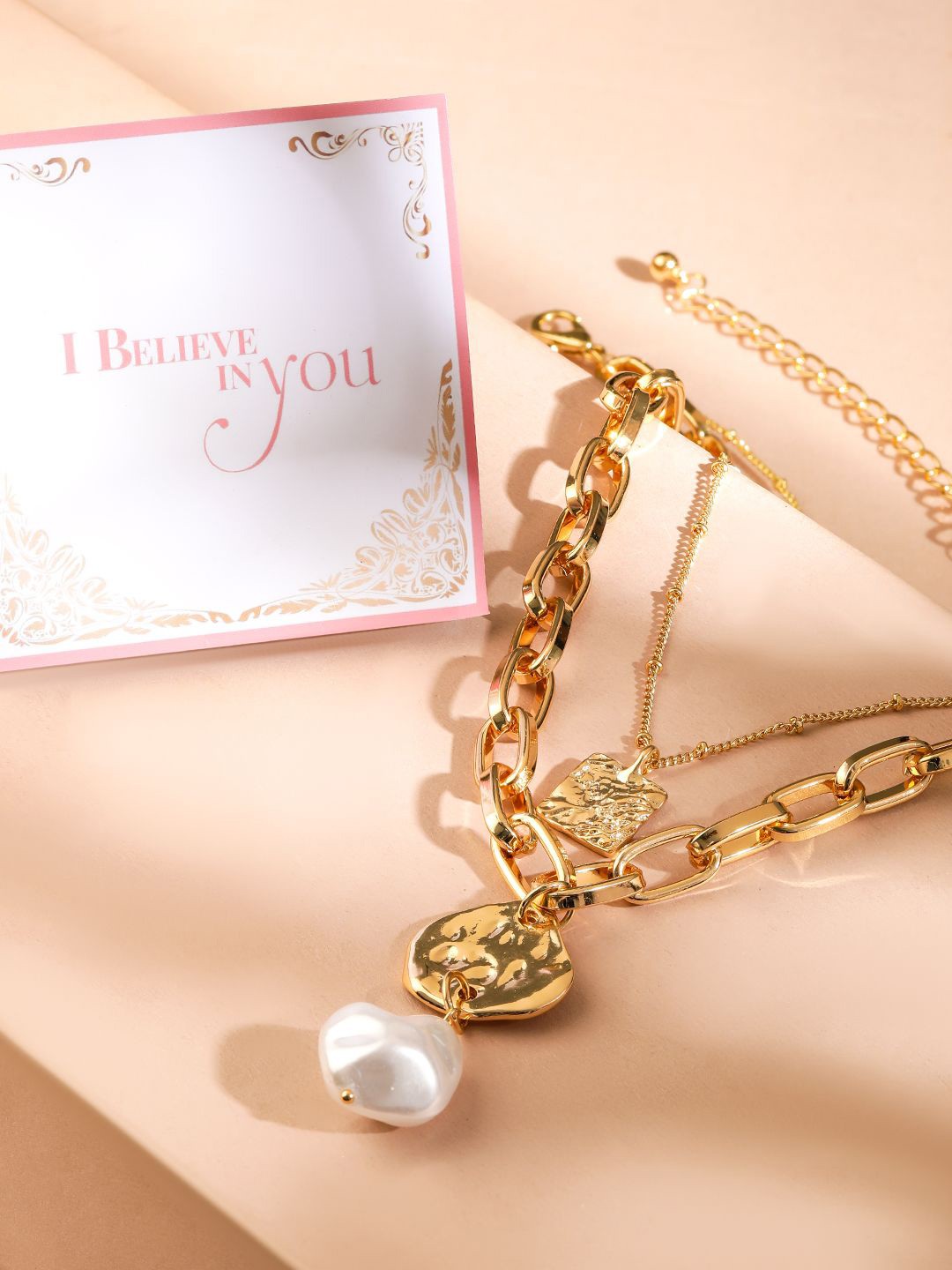

Rubans Valentine's Gold-Plated Layered Necklace