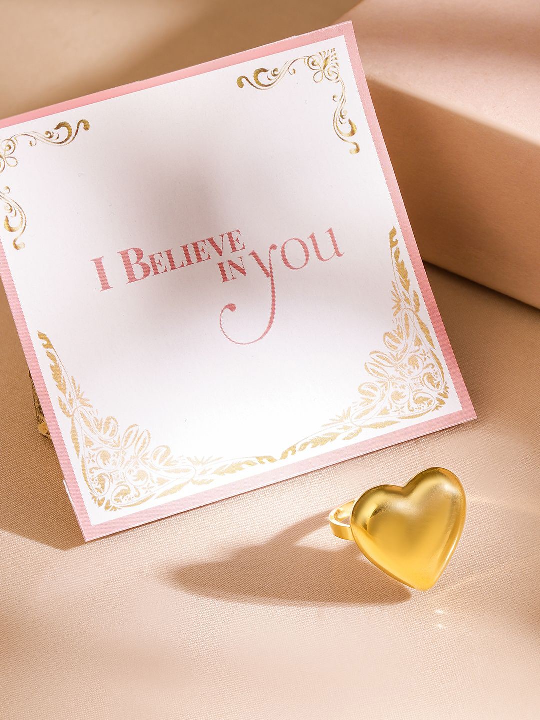 

Rubans Valentine's 18K Gold-Plated Stainless-Steel Tarnish-Free Heart Design Ring