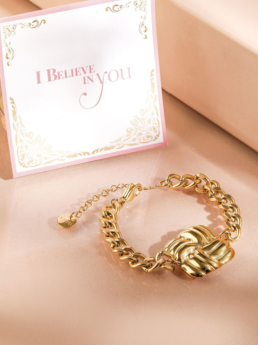 

Rubans Valentine's 18K Gold-Plated Stainless Steel Tarnish Free Chunky Link Bracelet