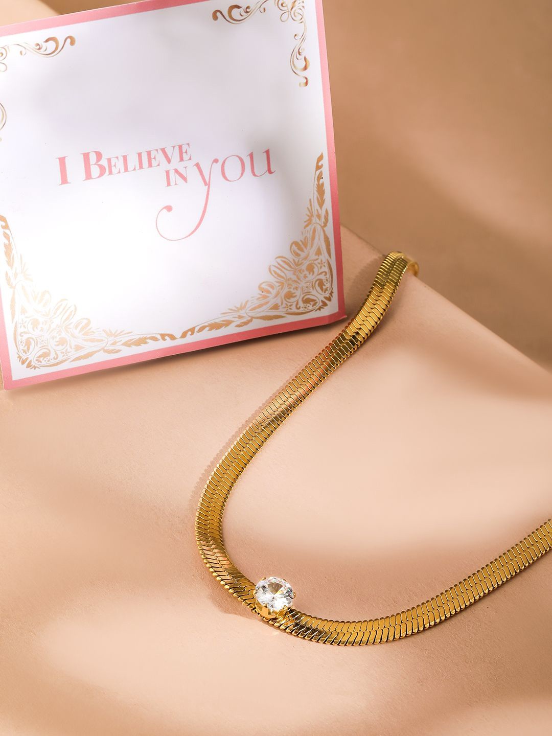 

Rubans Valentine's 24K Gold-Plated Stainless-Steel Tarnish-Free Demi-Fine AD Necklace