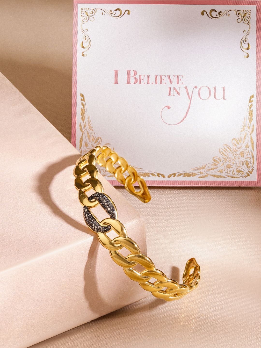 

Rubans Valentine's Brass Gold-Plated Cuff Bracelet