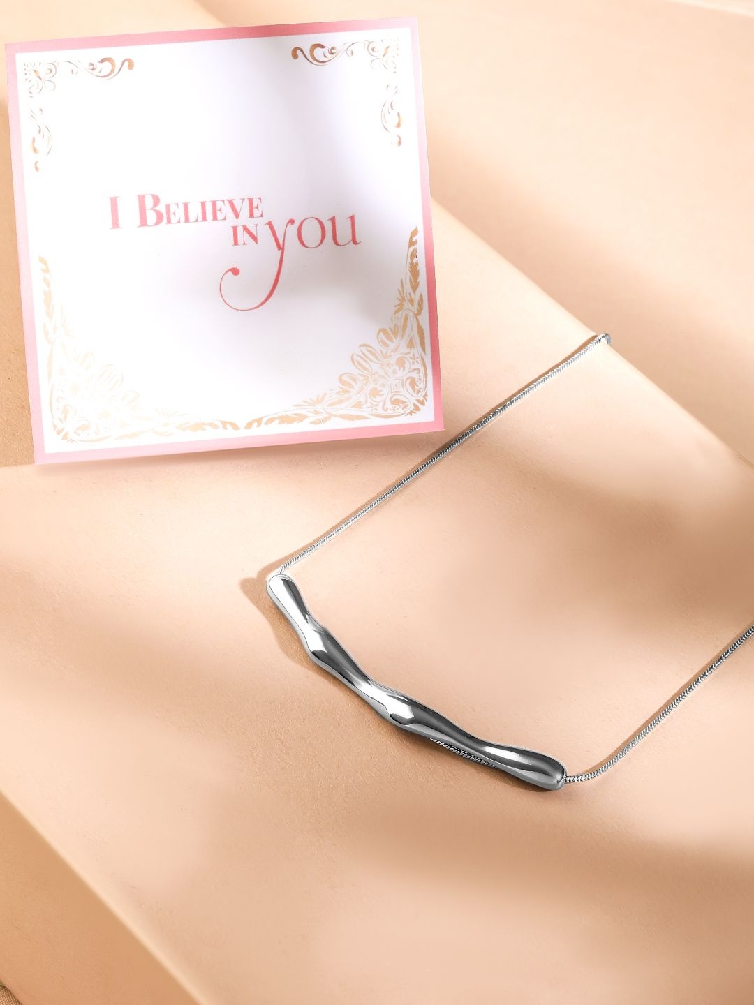 

Rubans Valentine's Silver-Plated Stainless-Steel Tarnish-Free Sculptural Necklace
