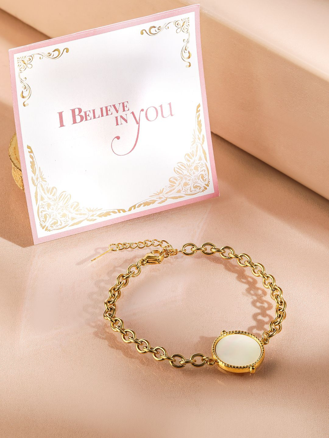 

Rubans Valentine's 24K Gold-Plated Demi-Fine Anti-Tarnish Waterproof Pearl Bracelet