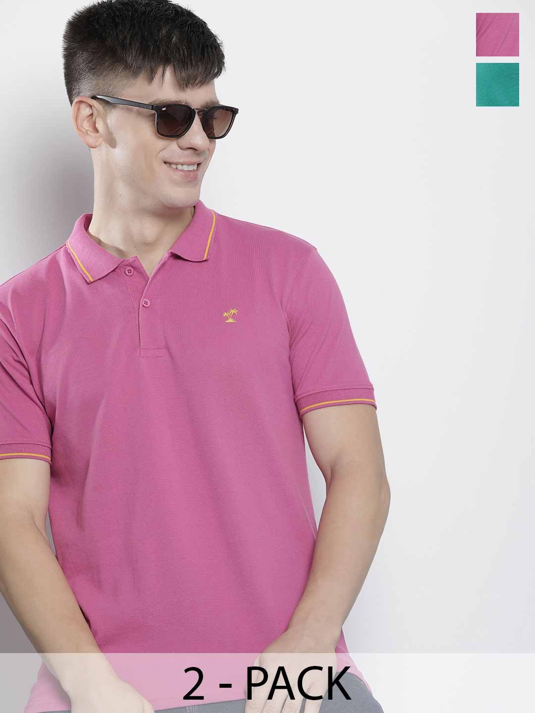 

The Indian Garage Co Men Solid Polo Collar Short Sleeves T-Shirt, Pink