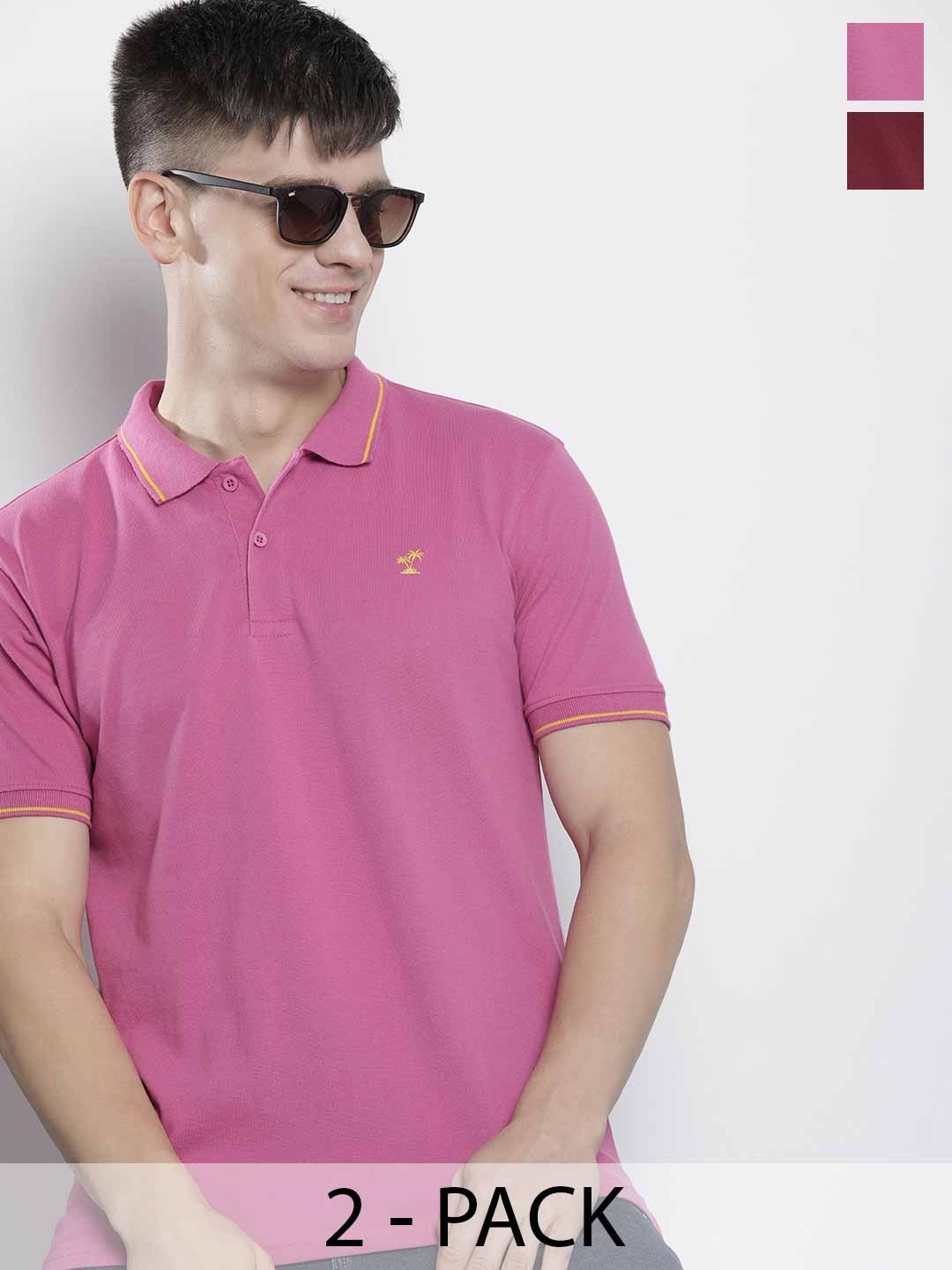 

The Indian Garage Co Men Solid Polo Collar Short Sleeves T-Shirt, Pink