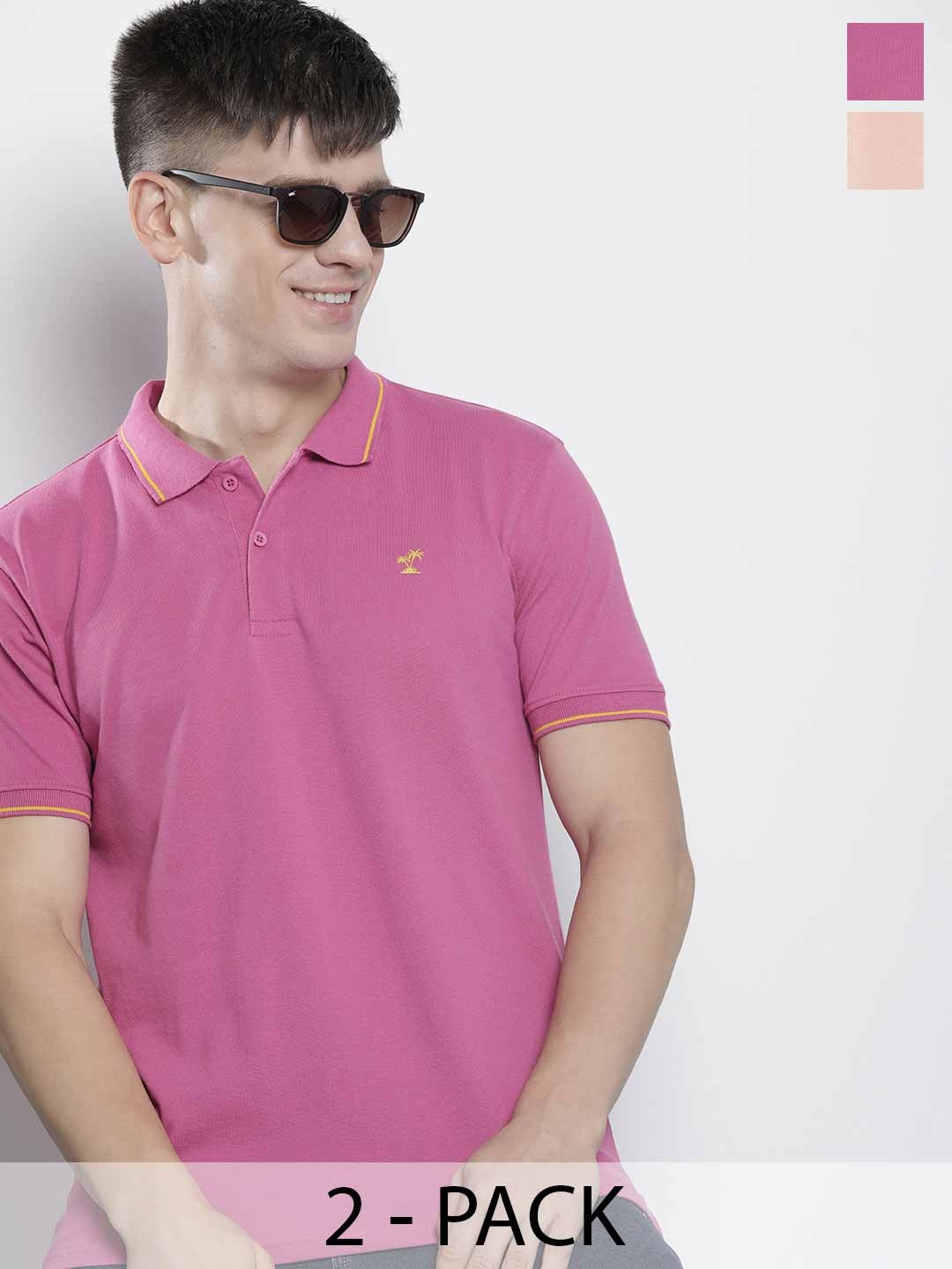 

The Indian Garage Co Men Solid Polo Collar Short Sleeves T-Shirt, Pink