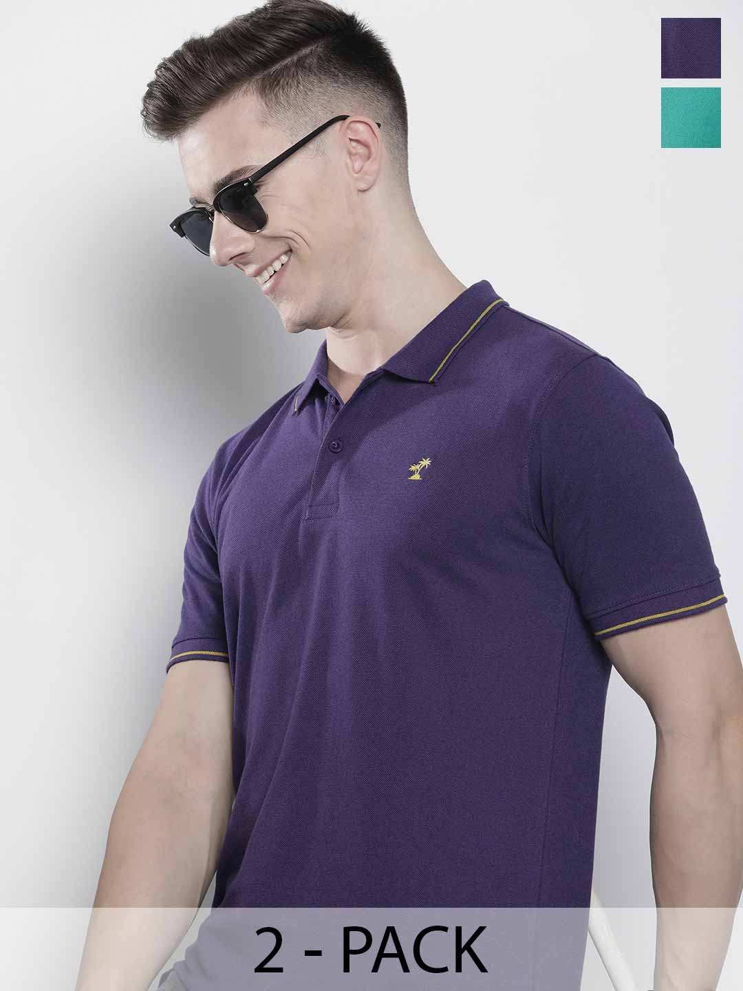

The Indian Garage Co Men Solid Polo Collar Short Sleeves T-Shirt, Purple