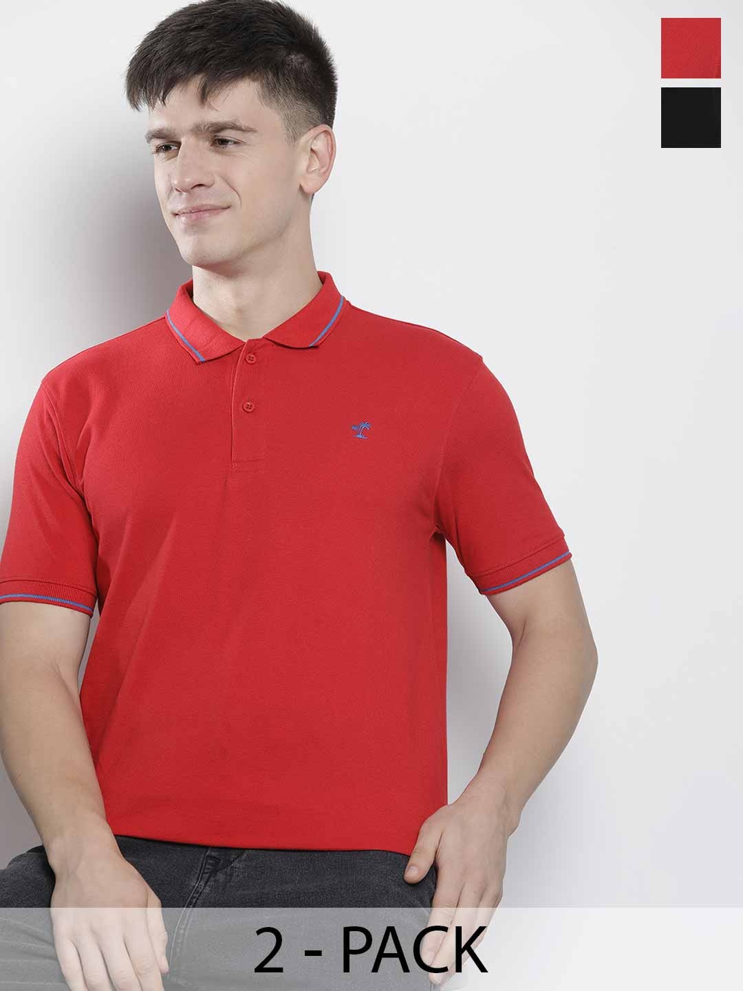 

The Indian Garage Co Men Solid Polo Collar Short Sleeves T-Shirt, Red