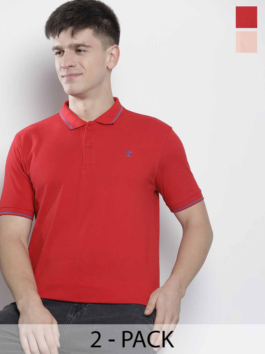 

The Indian Garage Co Men Solid Polo Collar Short Sleeves T-Shirt, Red