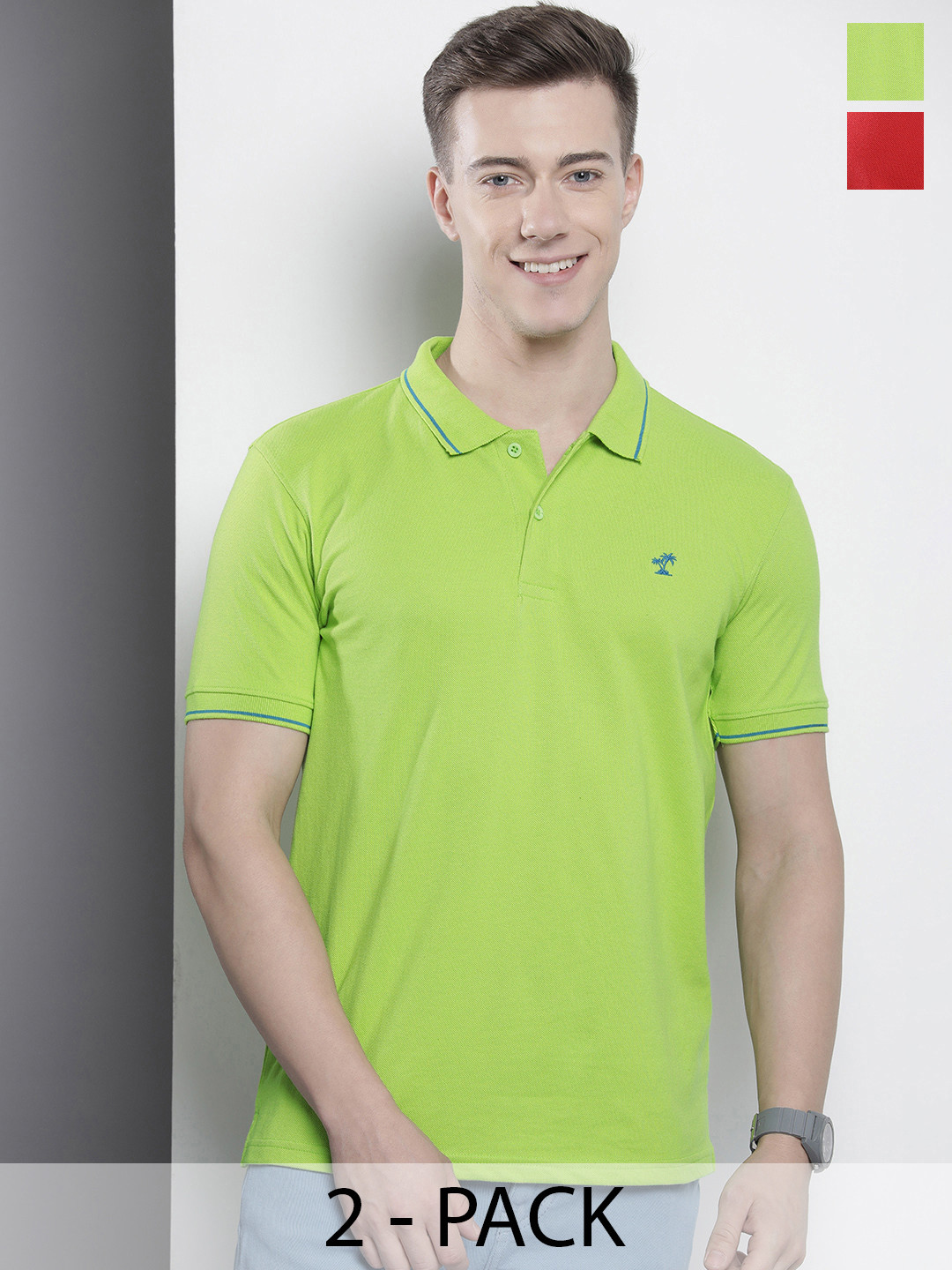 

The Indian Garage Co Men's Pack of 2 Solid T-shirts, Green