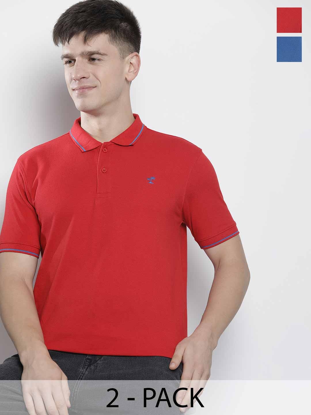 

The Indian Garage Co Men Solid Polo Collar Short Sleeves T-Shirt, Red