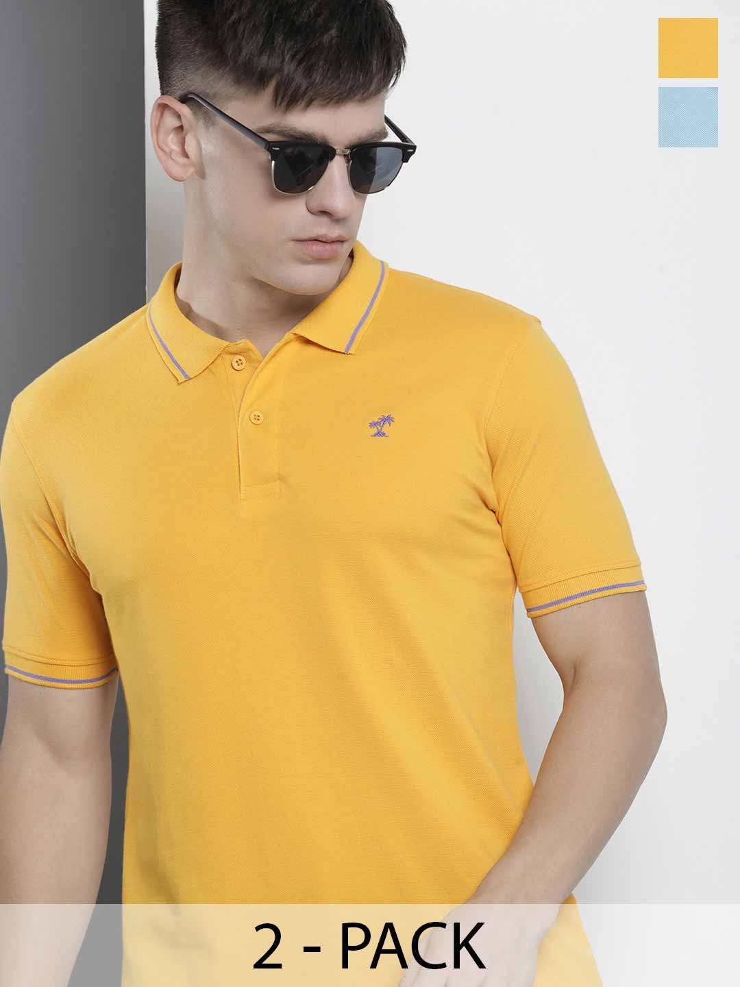 

The Indian Garage Co Men Solid Polo Collar Short Sleeves T-Shirt, Yellow