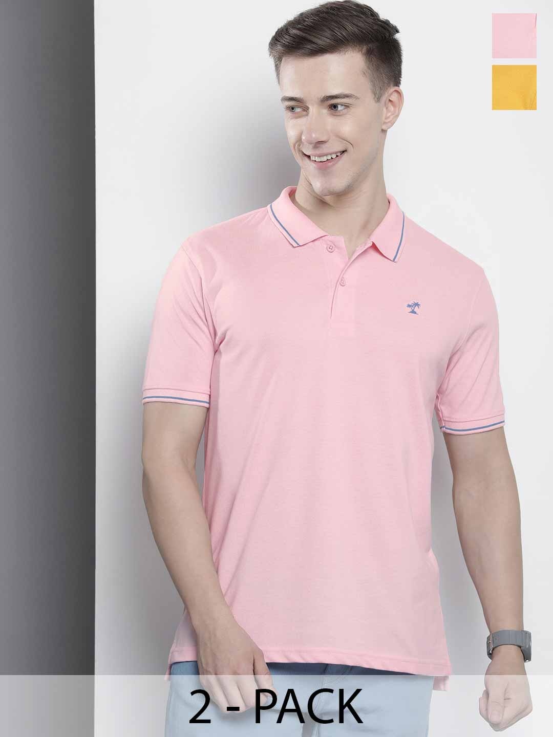

The Indian Garage Co Men Solid Polo Collar Short Sleeves T-Shirt, Pink