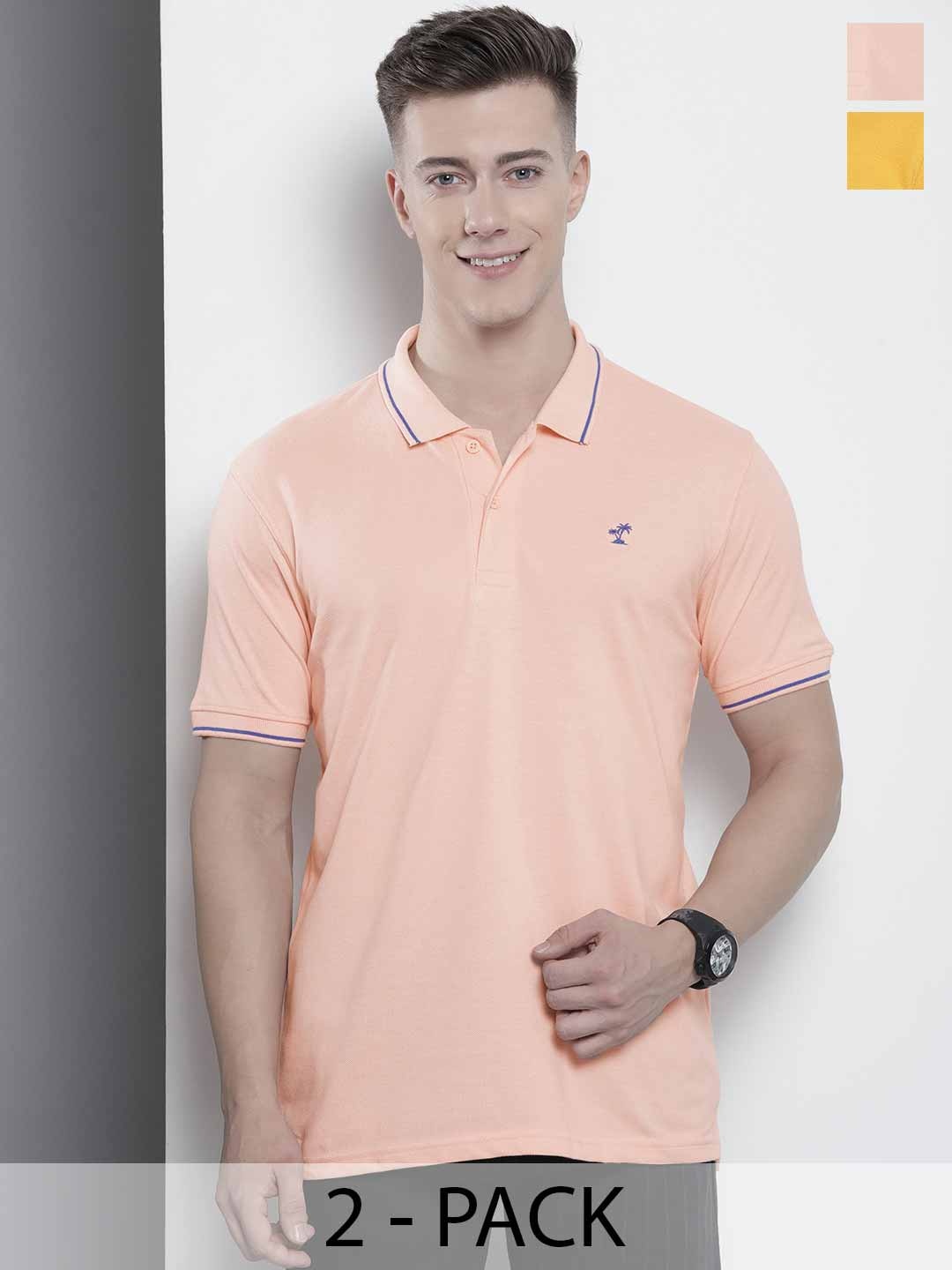 

The Indian Garage Co Men Solid Polo Collar Short Sleeves T-Shirt, Peach