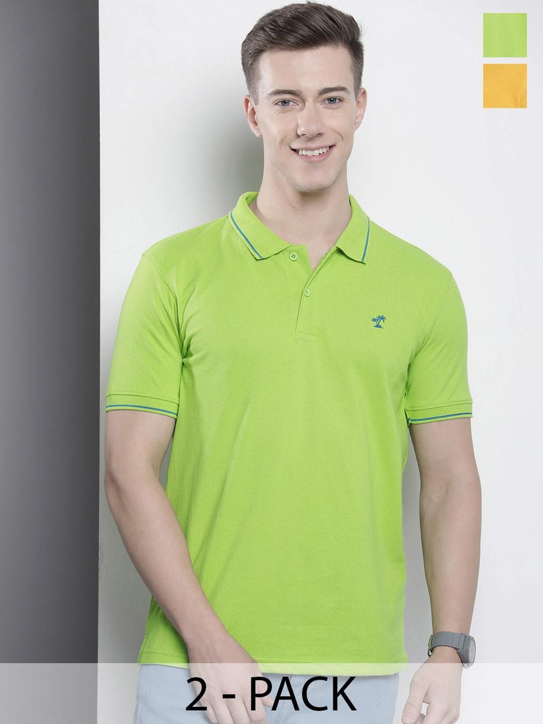 

The Indian Garage Co Men's Pack of 2 Solid T-shirts, Green