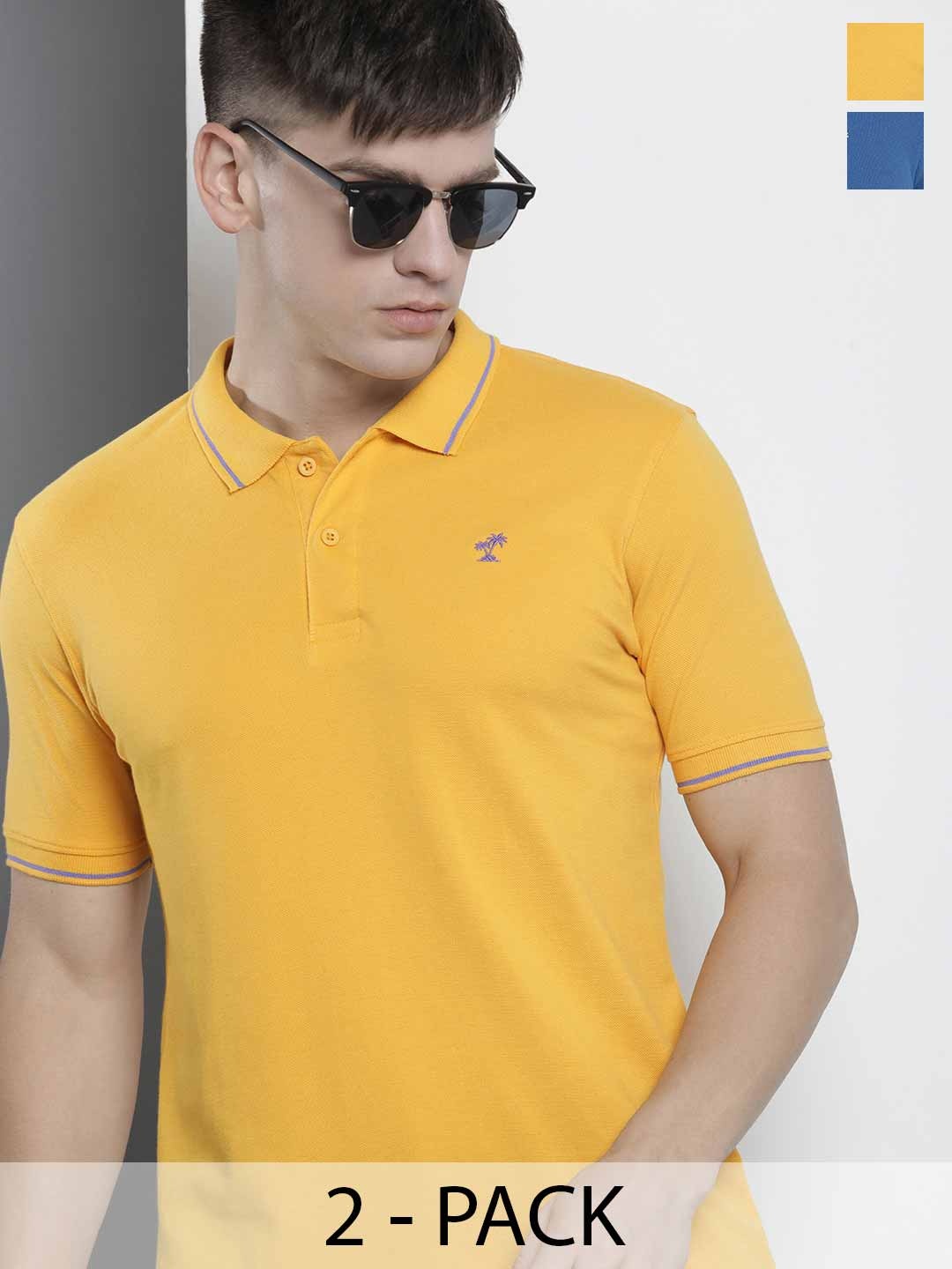 

The Indian Garage Co Men Solid Polo Collar Short Sleeves T-Shirt, Yellow