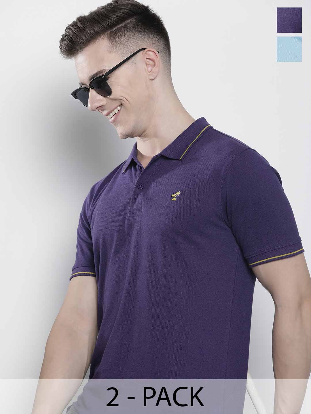 

The Indian Garage Co Men Solid Polo Collar Short Sleeves T-Shirt, Purple