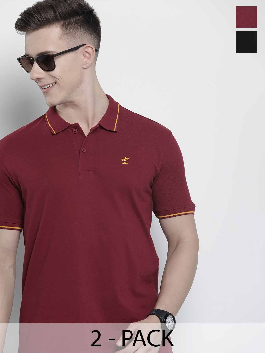 

The Indian Garage Co Men Solid Polo Collar Short Sleeves T-Shirt, Maroon