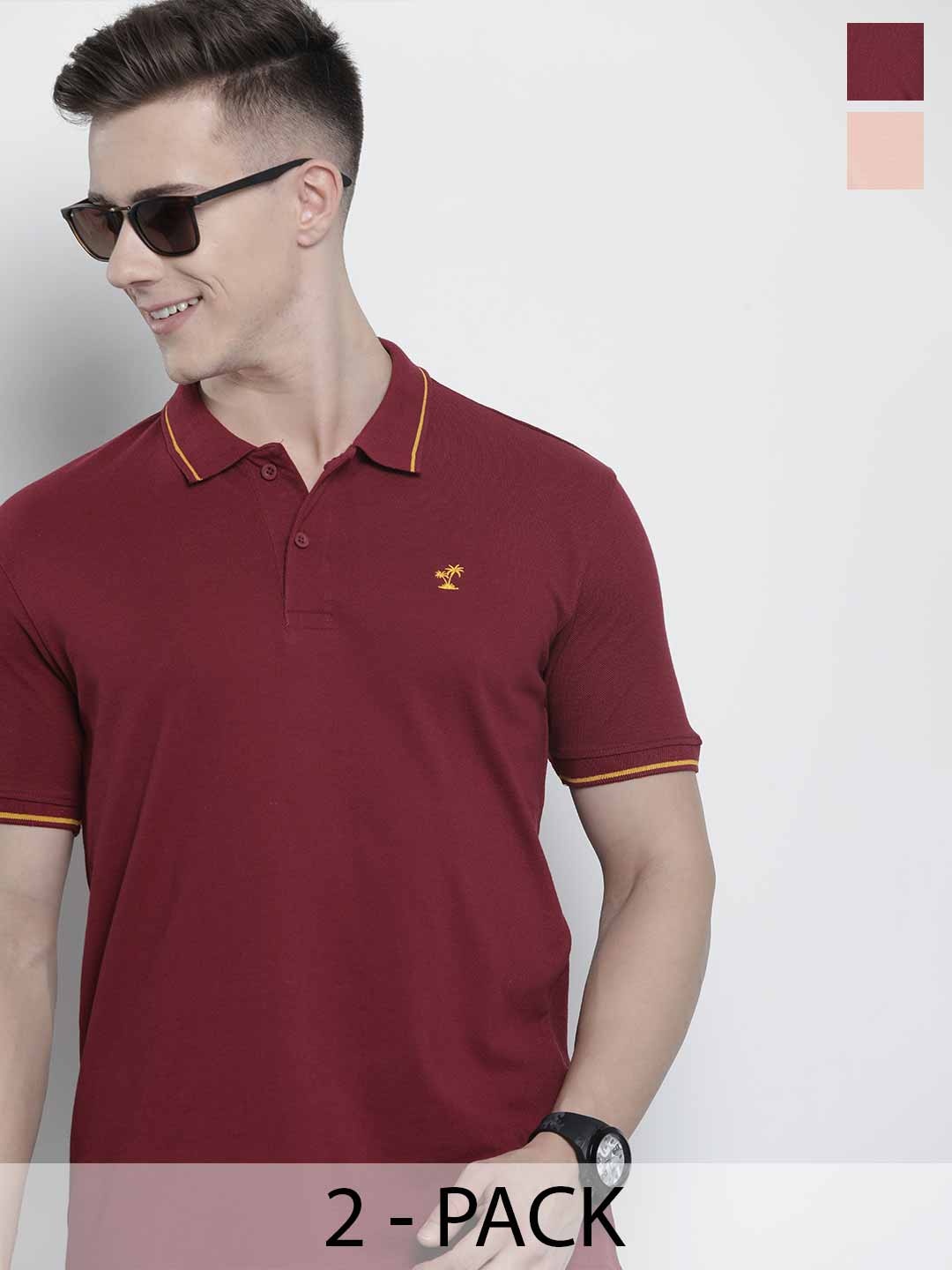 

The Indian Garage Co Men Solid Polo Collar Short Sleeves T-Shirt, Maroon