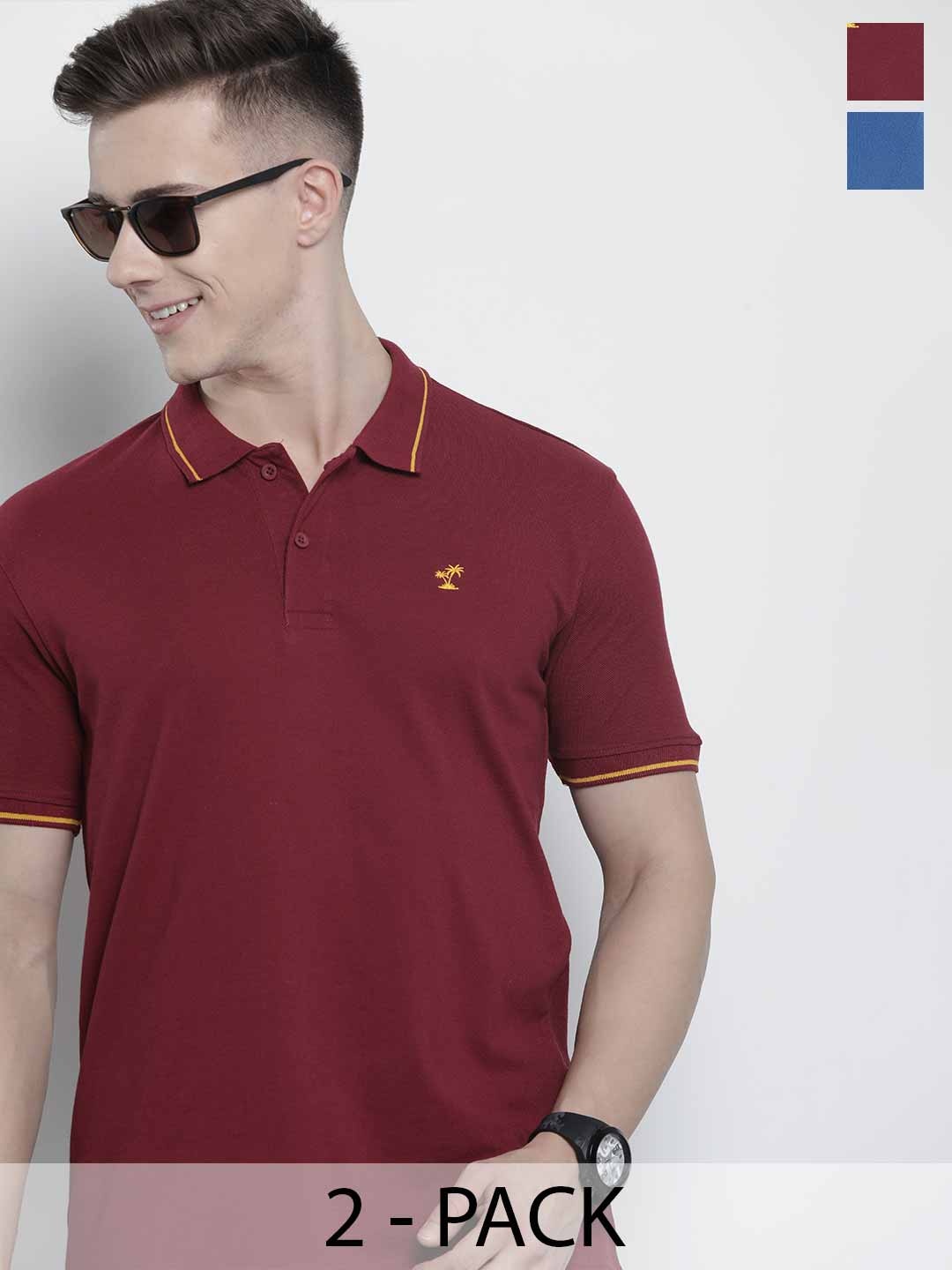 

The Indian Garage Co Men Solid Polo Collar Short Sleeves T-Shirt, Maroon