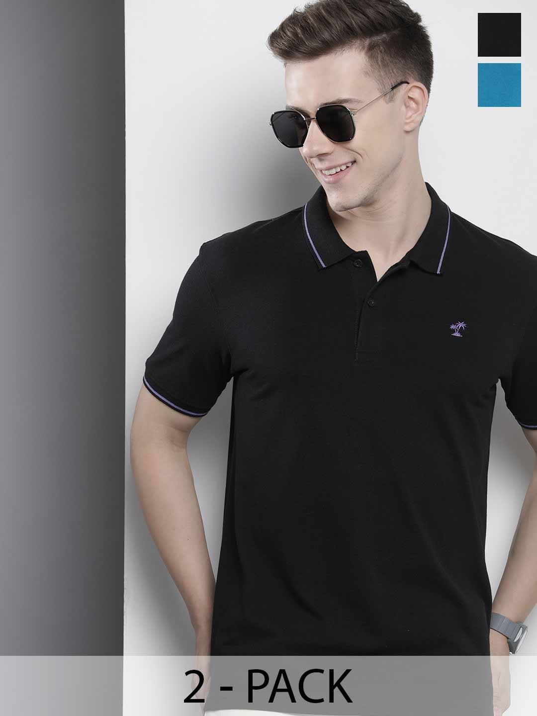 

The Indian Garage Co Men Solid Polo Collar Short Sleeves T-Shirt, Black