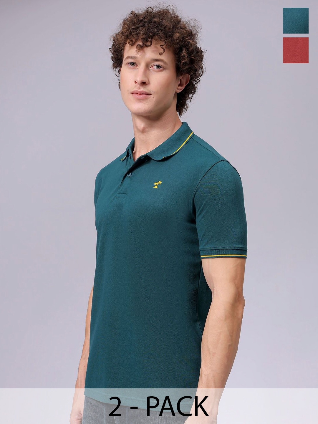 

The Indian Garage Co Men's Pack of 2 Solid T-shirts, Green