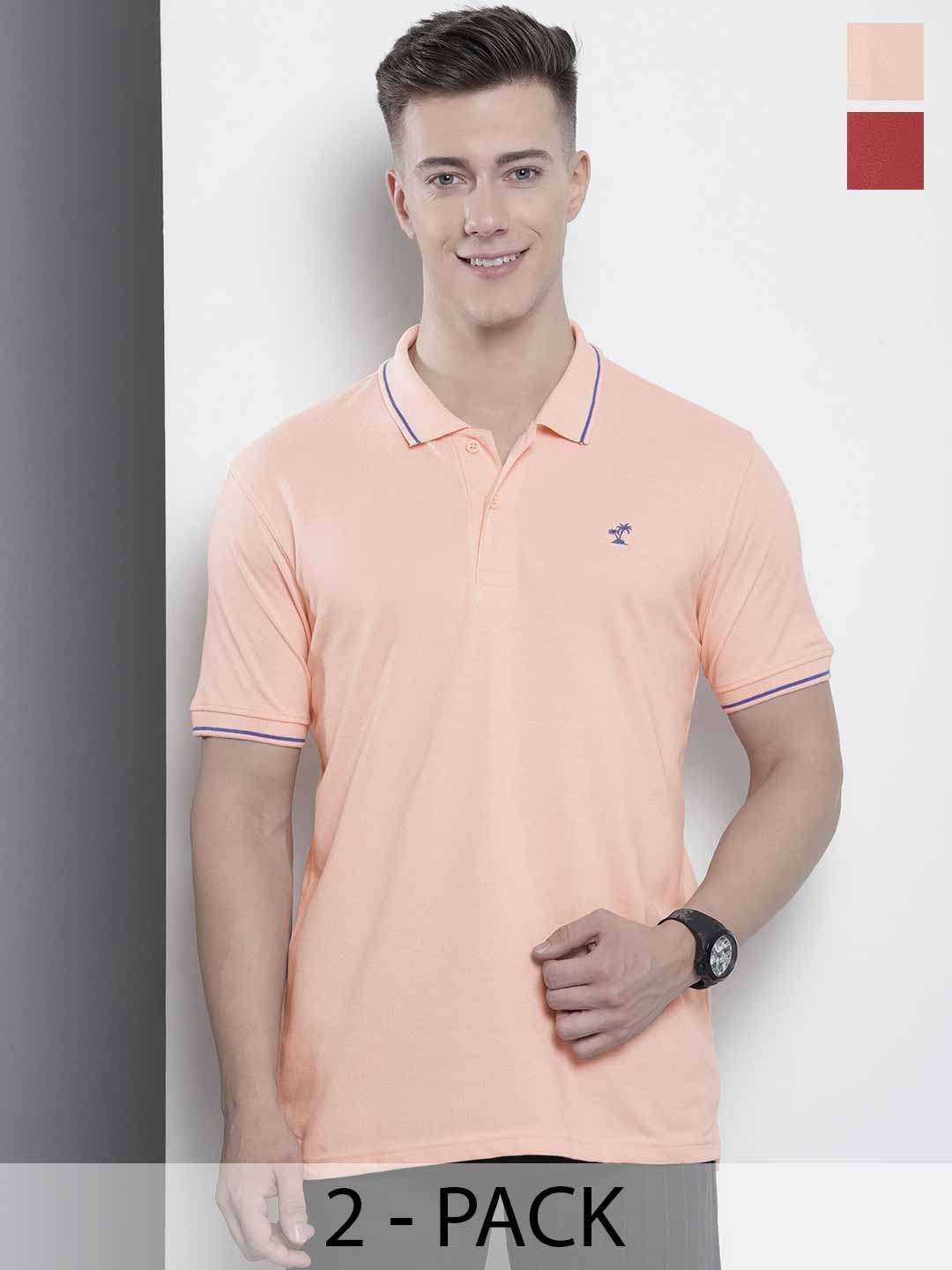 

The Indian Garage Co Men Solid Polo Collar Short Sleeves T-Shirt, Peach