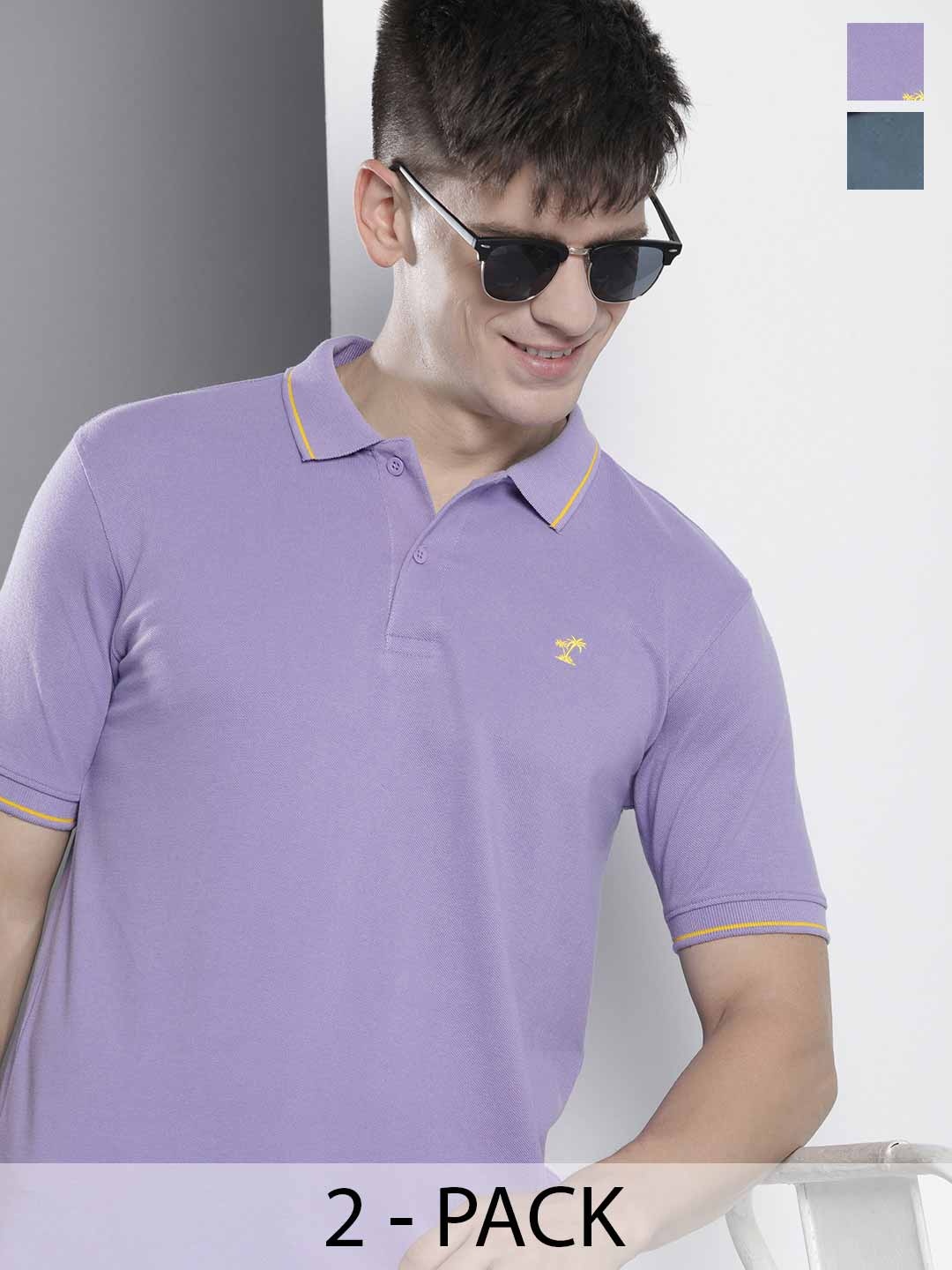 

The Indian Garage Co Men Solid Polo Collar Short Sleeves T-Shirt, Purple