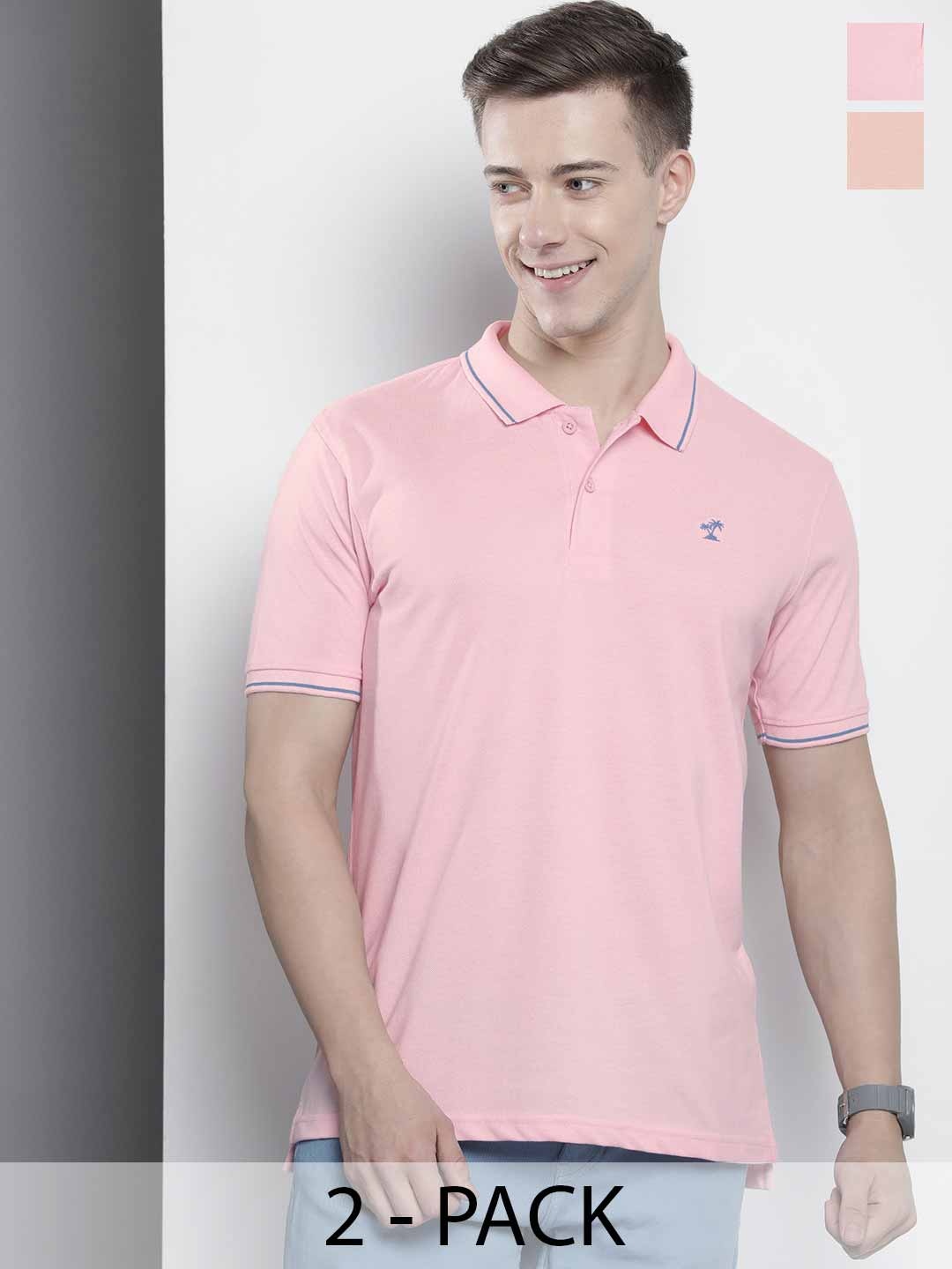 

The Indian Garage Co Men Solid Polo Collar Short Sleeves T-Shirt, Pink