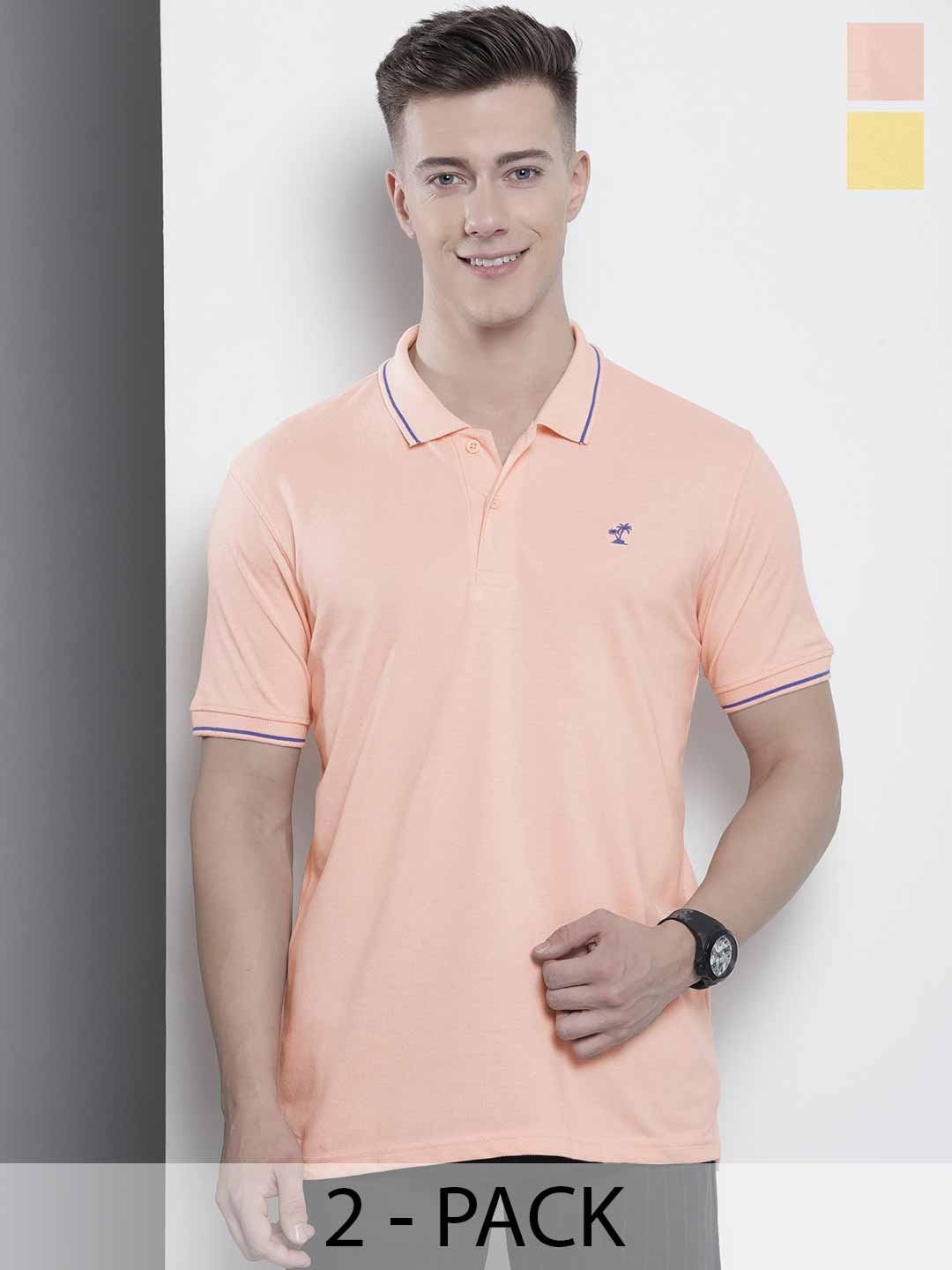 

The Indian Garage Co Men Solid Polo Collar Short Sleeves T-Shirt, Peach