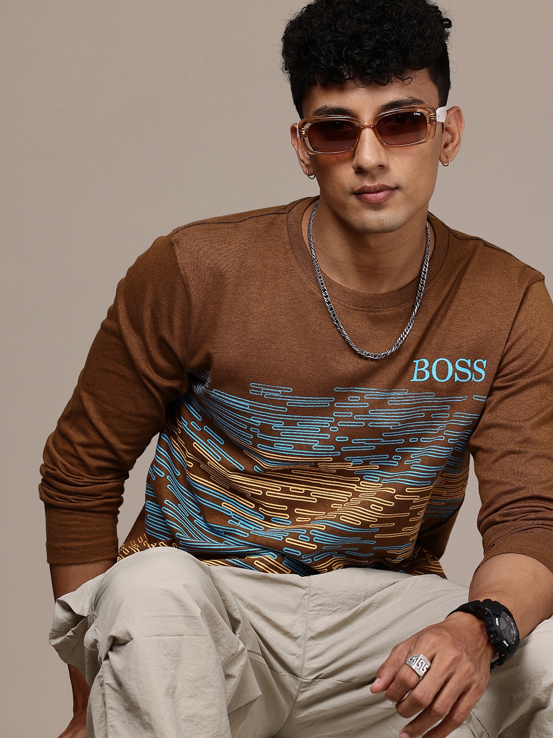

Moda Rapido Men Graphic Printed T-shirt, Brown