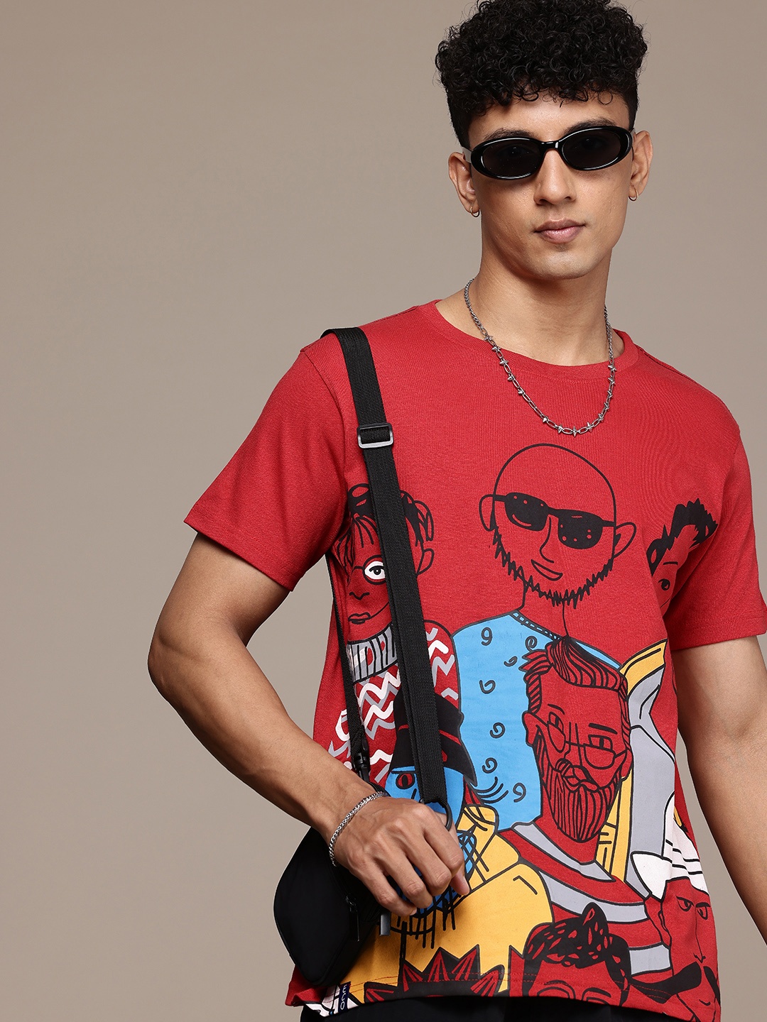 

Moda Rapido Men Conversational Printed T-shirt, Red