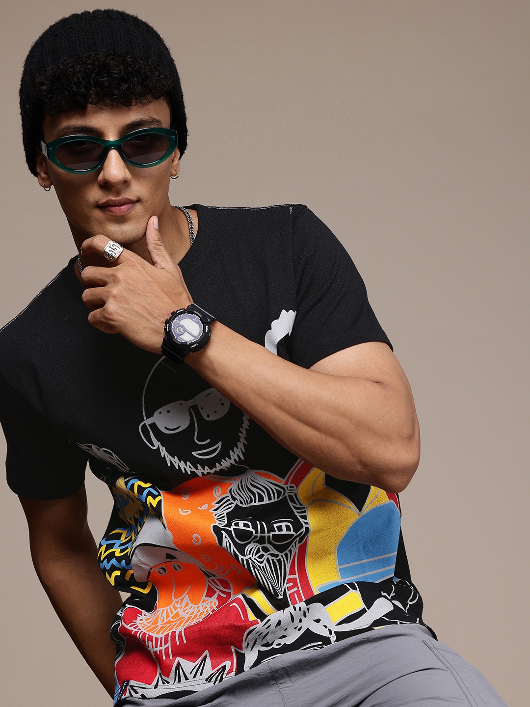 

Moda Rapido Men Graphic Printed T-shirt, Black