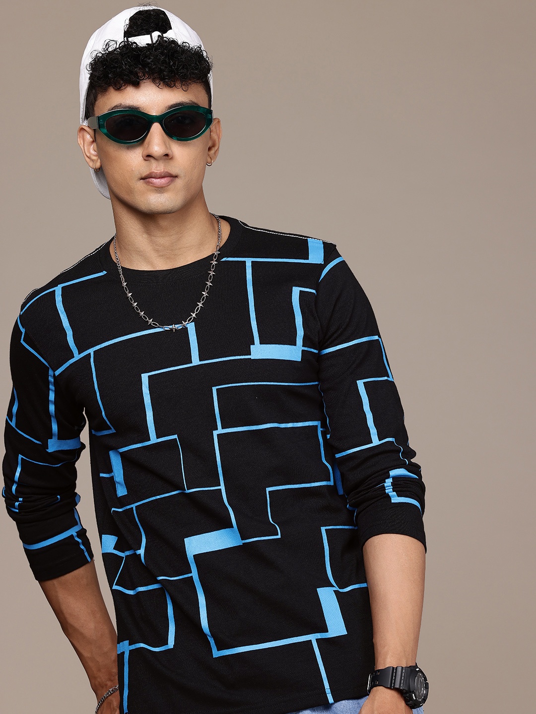 

Moda Rapido Men Geometric Printed T-shirt, Black