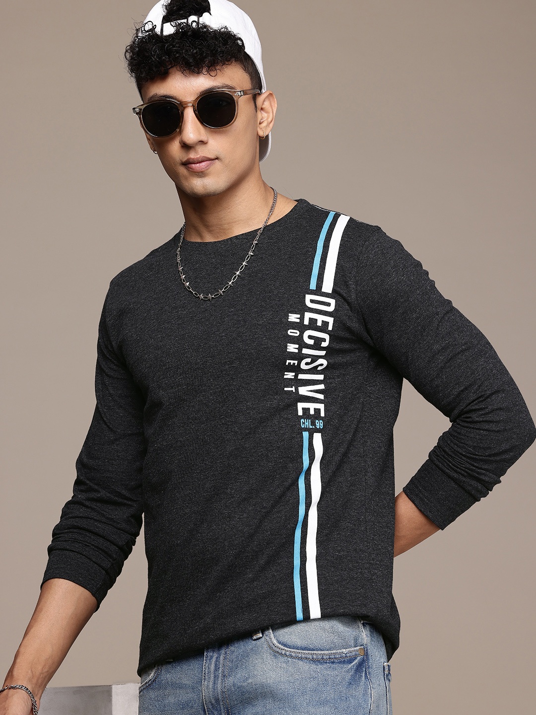 

Moda Rapido Men Printed T-shirt, Charcoal