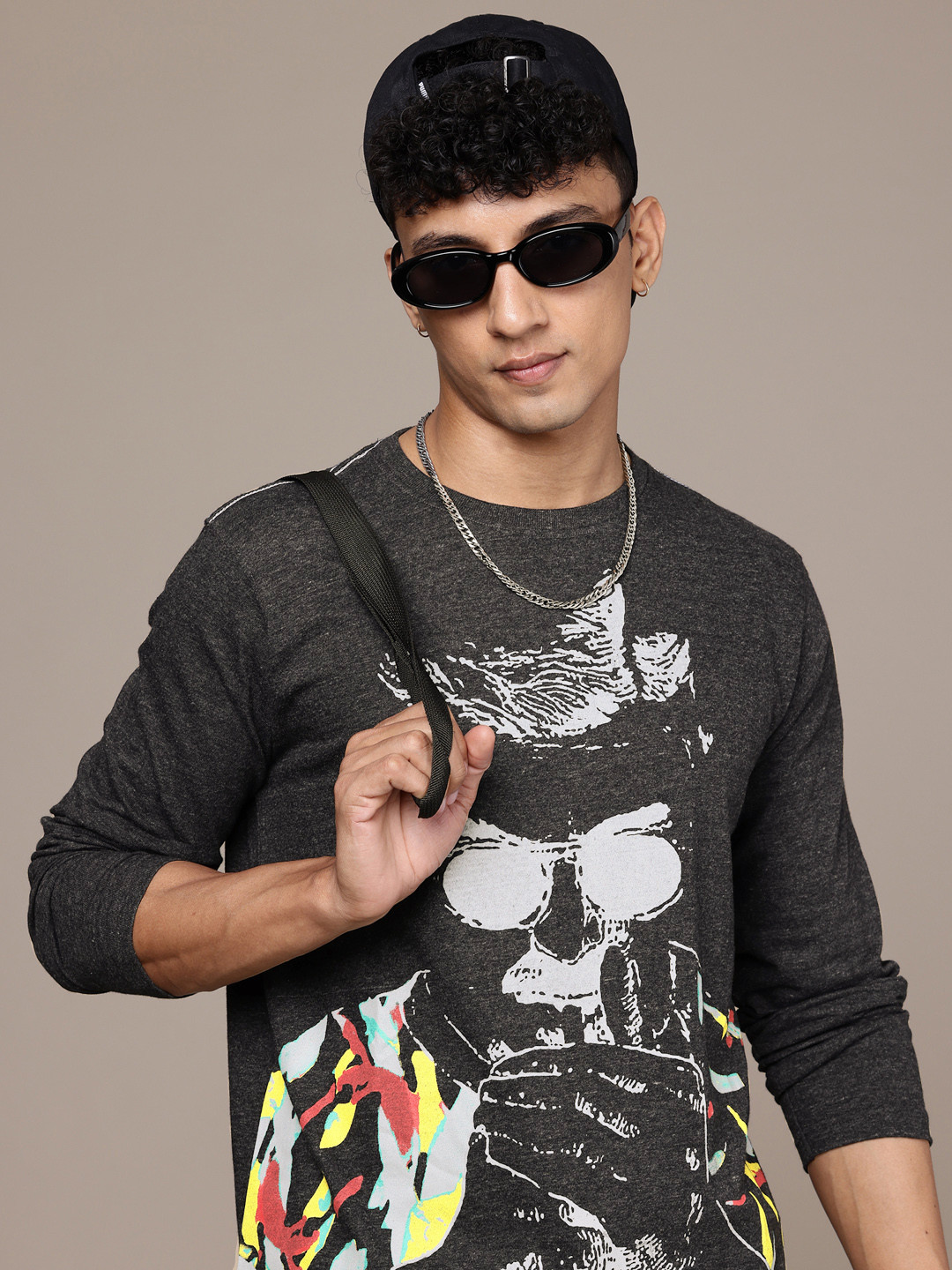 

Moda Rapido Men Graphic Printed T-shirt, Charcoal