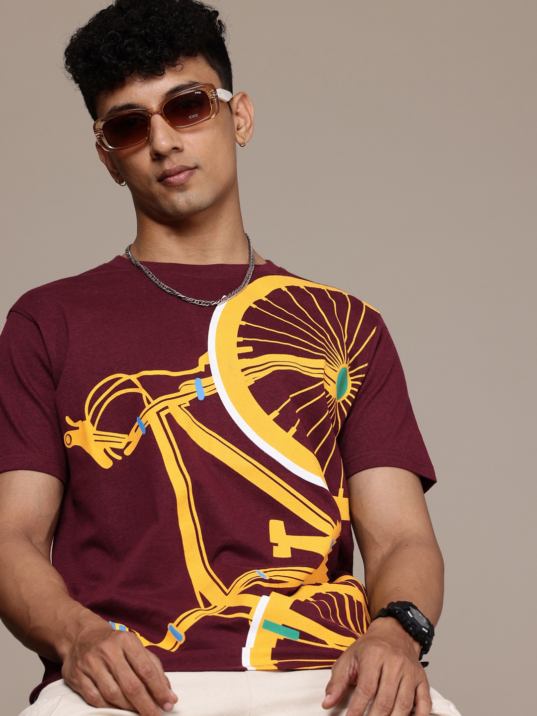 

Moda Rapido Graphic Printed T-shirt, Burgundy