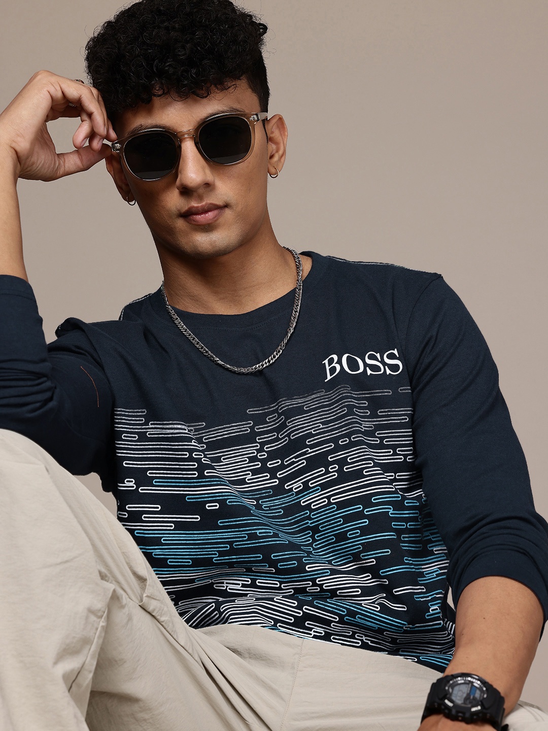 

Moda Rapido Men Graphic Printed T-shirt, Navy blue