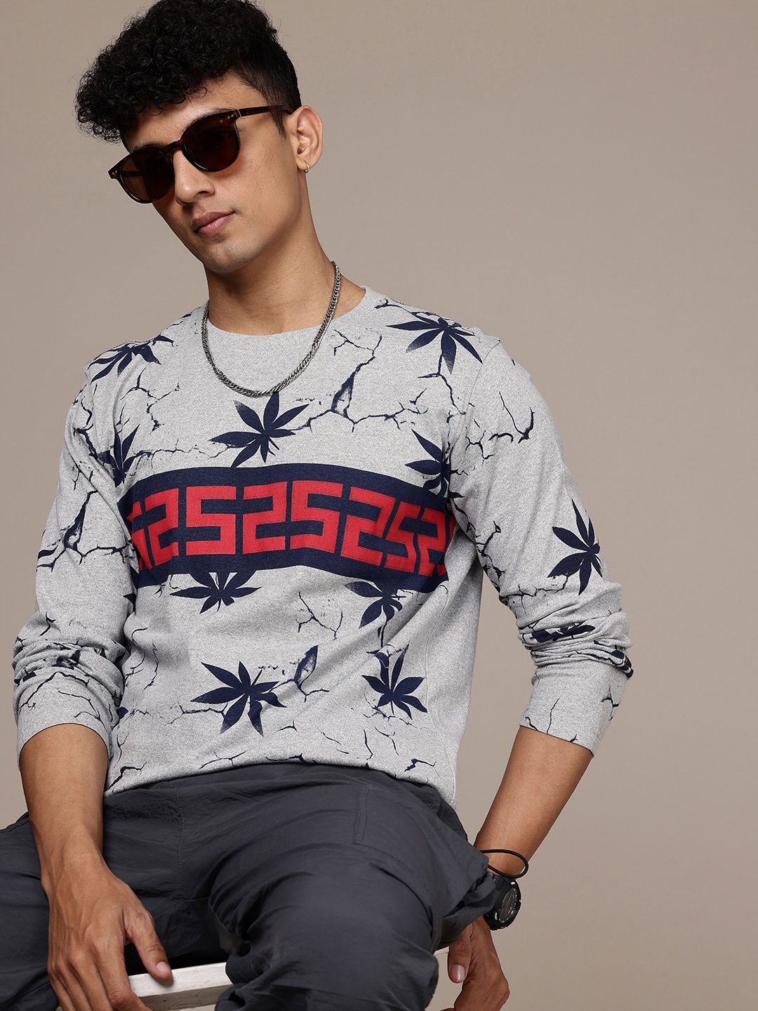 

Moda Rapido Men Graphic Printed T-shirt, Grey melange