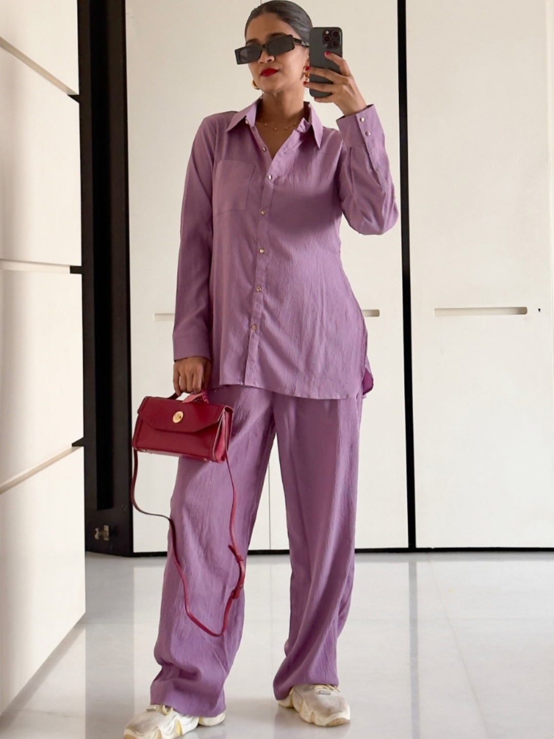 

LABEL KANUPRIYA Shirt Collar Shirt With Trousers, Pink