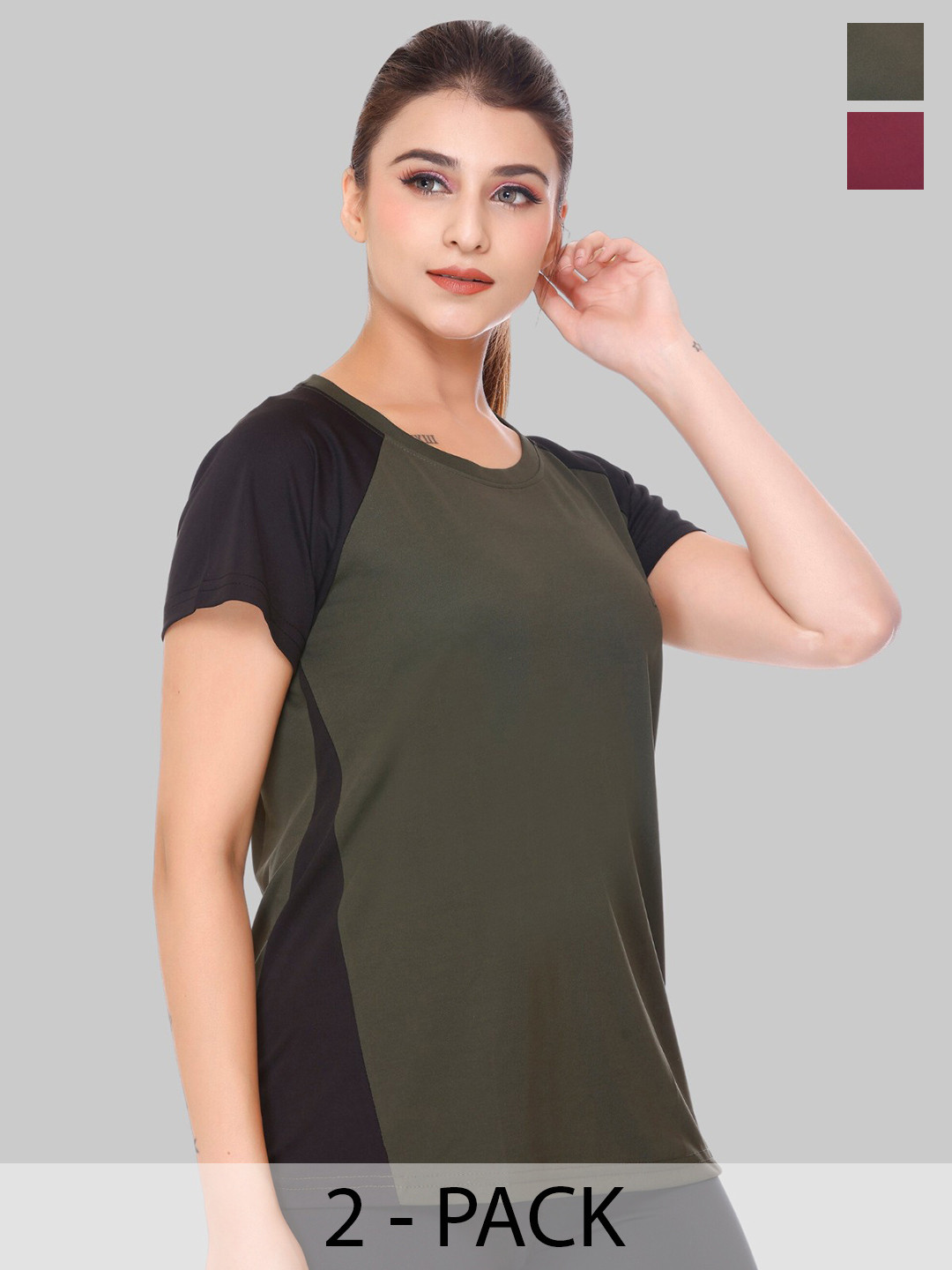 

White Moon Women 2 Pockets T-shirt, Olive