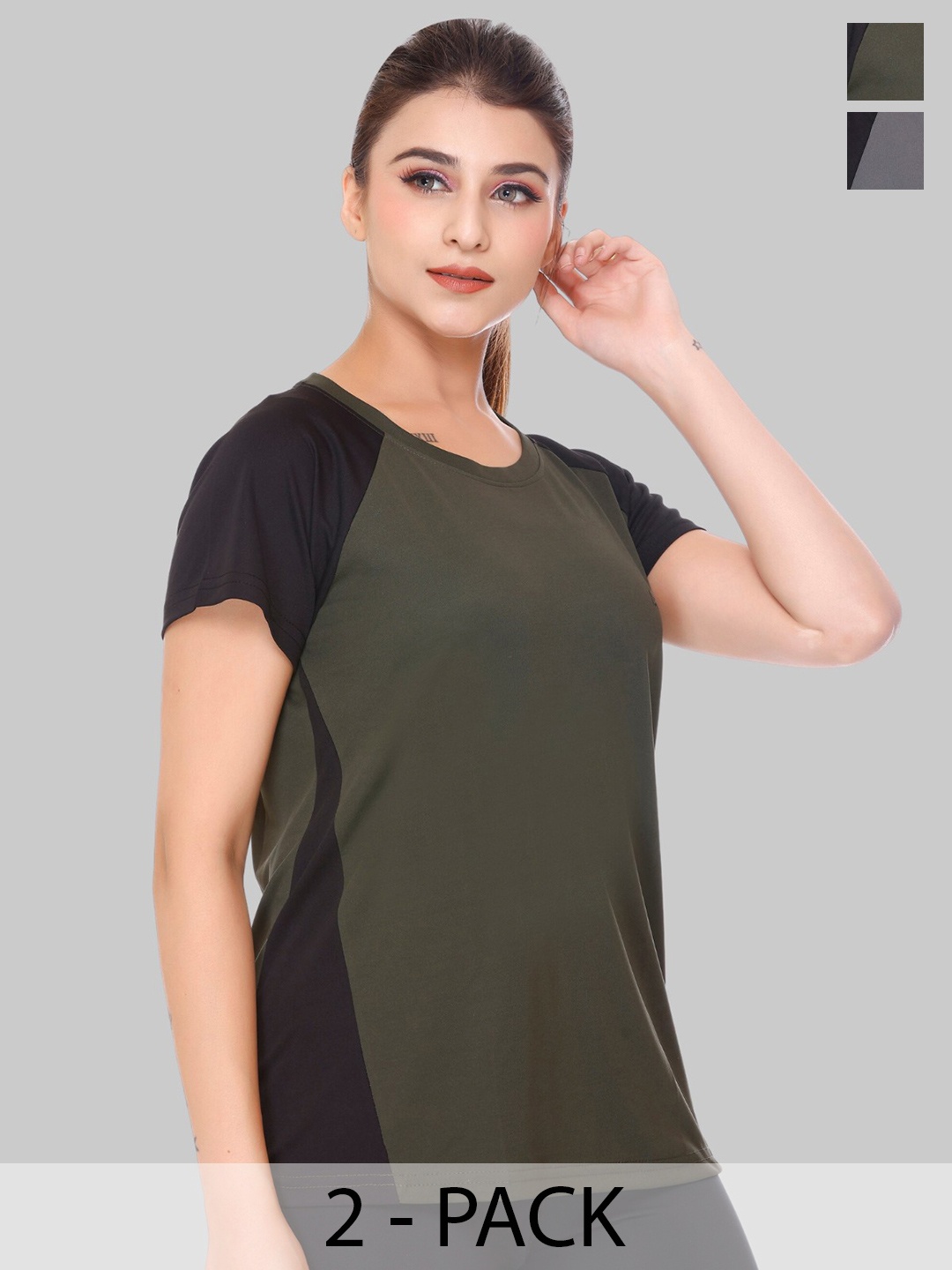 

White Moon Women 2 Pockets T-shirt, Olive