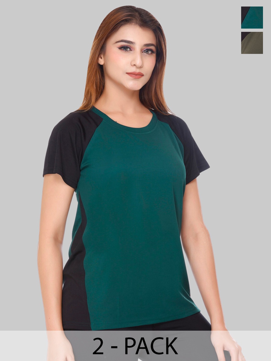 

White Moon Women 2 Raw Edge T-shirt, Green