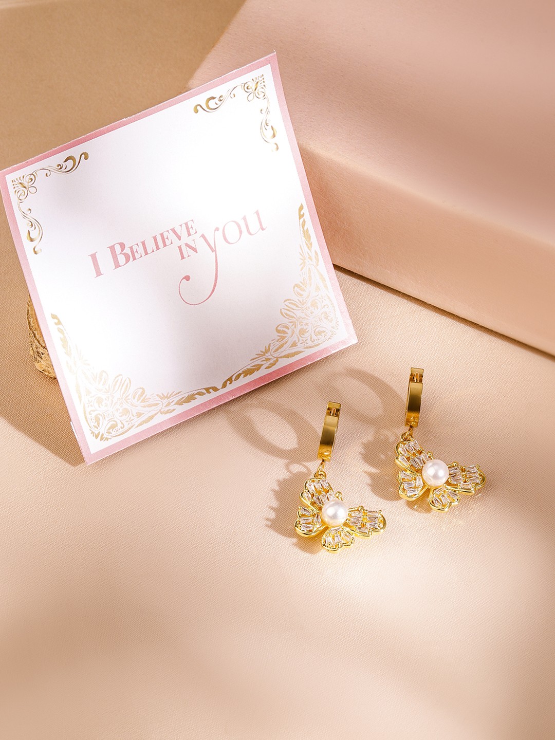 

Rubans 18K Gold-Plated Pearls Studded Classic Drop Earrings
