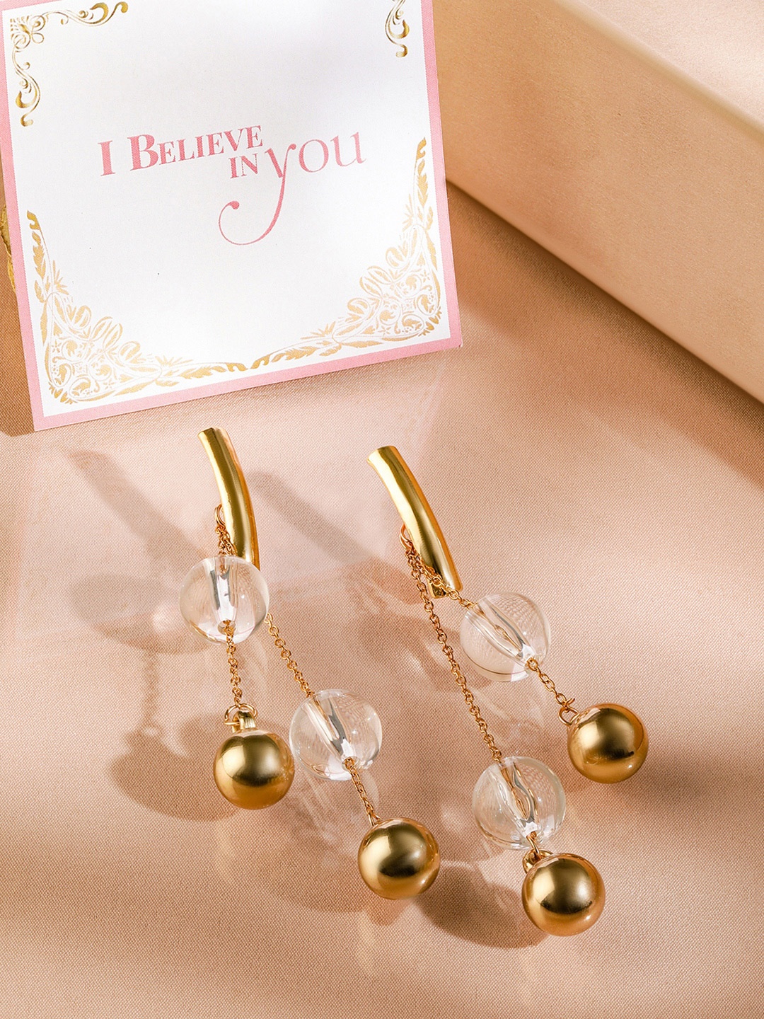 

Rubans Valentine's Voguish Gold-Toned Classic Drop Earrings