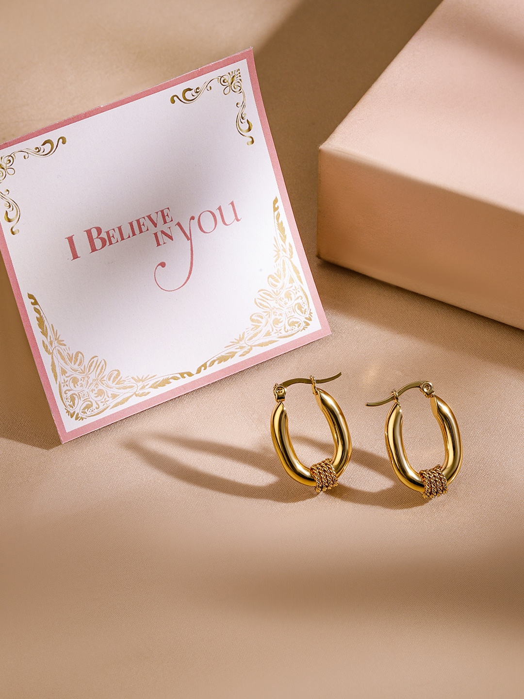 

Rubans Valentine's 18K Gold-Plated Stainless-Steel Tarnish-Free Waterproof Hoop Earrings