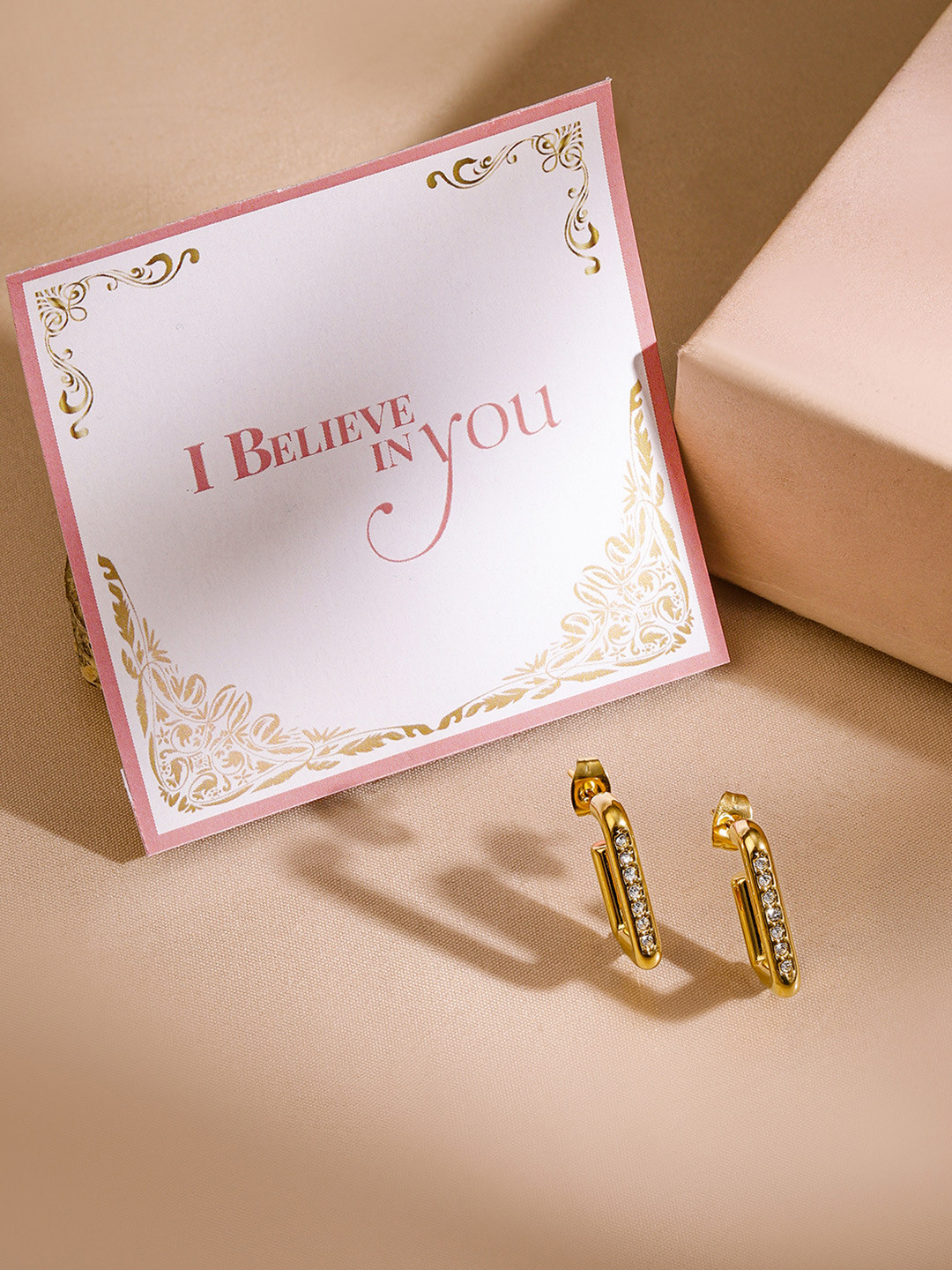 

Rubans Valentine's Voguish 18K Gold-Plated Tarnish-Free Demi-Fine Geometric Hoop Earrings