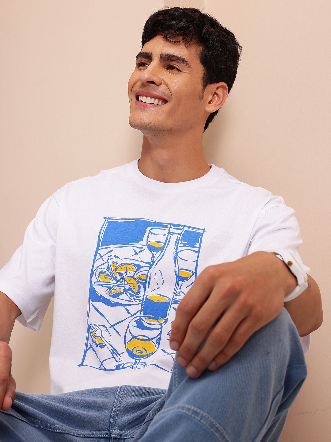 

Mast & Harbour Relaxed Printed Pure Cotton T-shirt, White